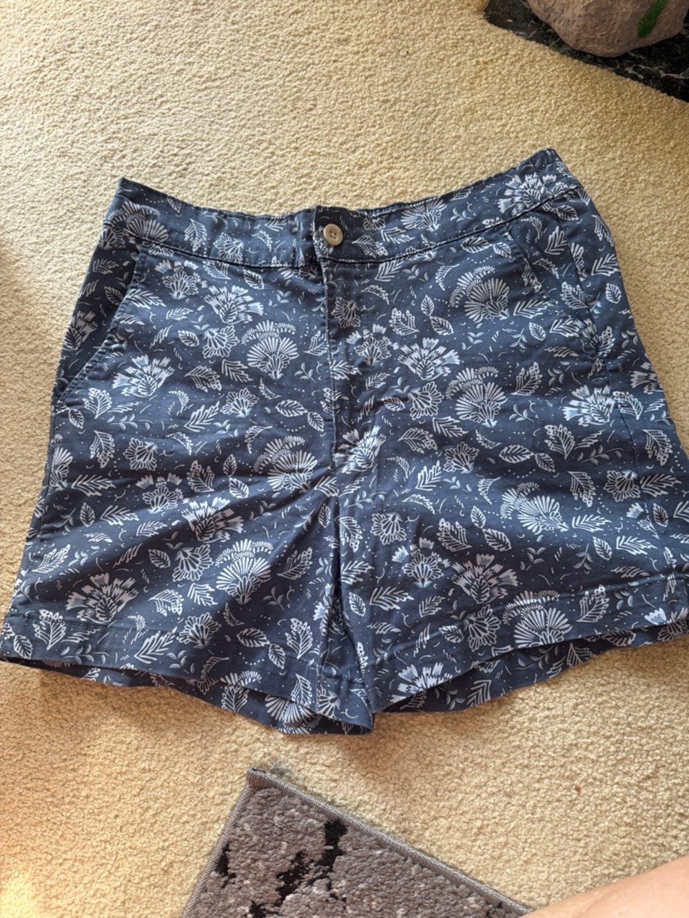 Navy Floral Print Women's Shorts